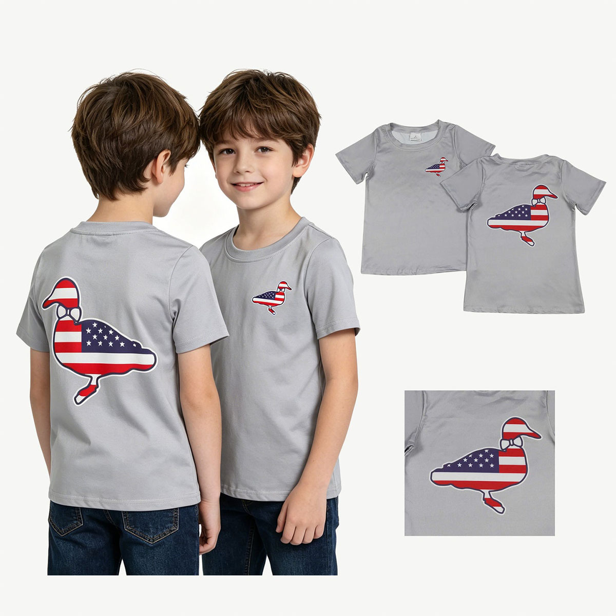 Knit Cardigan Infant - Baby Boys Grey Short Sleeve Flag