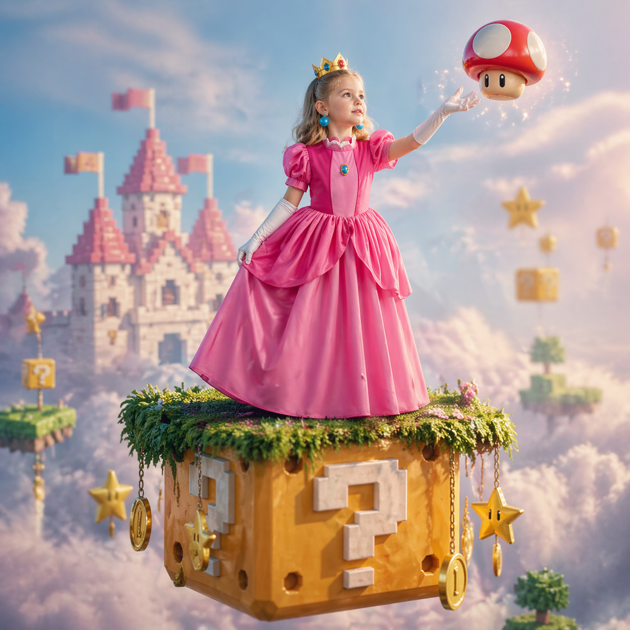 Newborn Gift Set - Princess Peach Style Dress Up Costume
