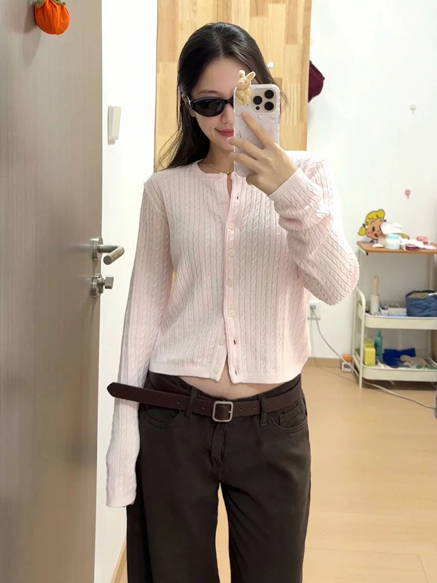 Twist Flower Baby Pink Sweater - đánh giá và giá Knit Cardigan Infant